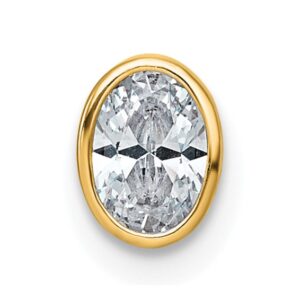 14k 3/8ct Lab Grown Dia VS+ F+ Oval Comp Bezel Set Chain Slide Pendant