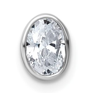 14kw 1/2ct Lab Grown Dia VS+ F+ Oval Comp Bezel Set Chain Slide Pendant