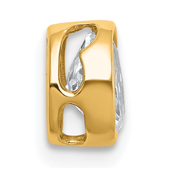 14k 1/2ct Lab Grown Dia VS+ F+ Oval Comp Bezel Set Chain Slide Pendant - Image 2