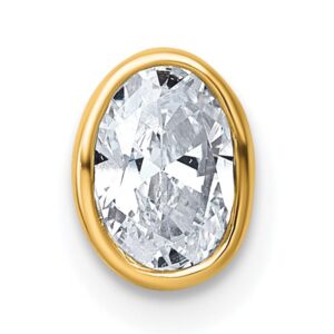 14k 1/2ct Lab Grown Dia VS+ F+ Oval Comp Bezel Set Chain Slide Pendant