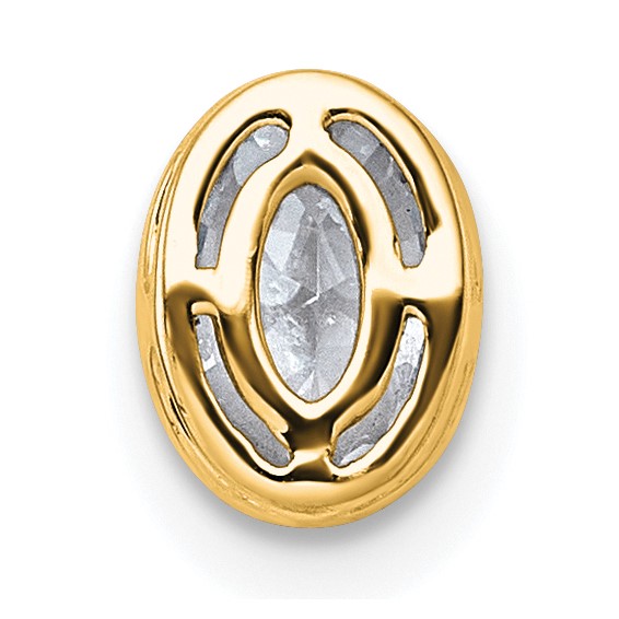 14k 5/8ct Lab Grown Dia VS+ F+ Oval Comp Bezel Set Chain Slide Pendant - Image 3