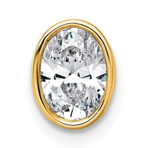 14k 3/4ct Lab Grown Dia VS+ F+ Oval Complete Bezel Set Chain Slide Pendant