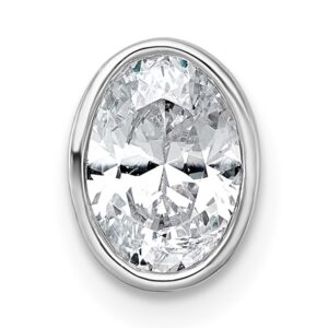 14kw 1ct Lab Grown Dia VS+ F+ Oval Complete Bezel Set Chain Slide Pendant