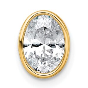 14k 1ct Lab Grown Dia VS+ F+ Oval Complete Bezel Set Chain Slide Pendant