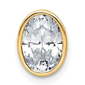 14k 1 1/2ct Lab Grown Dia VS+ F+ Oval Comp Bezel Set Chain Slide Pendant