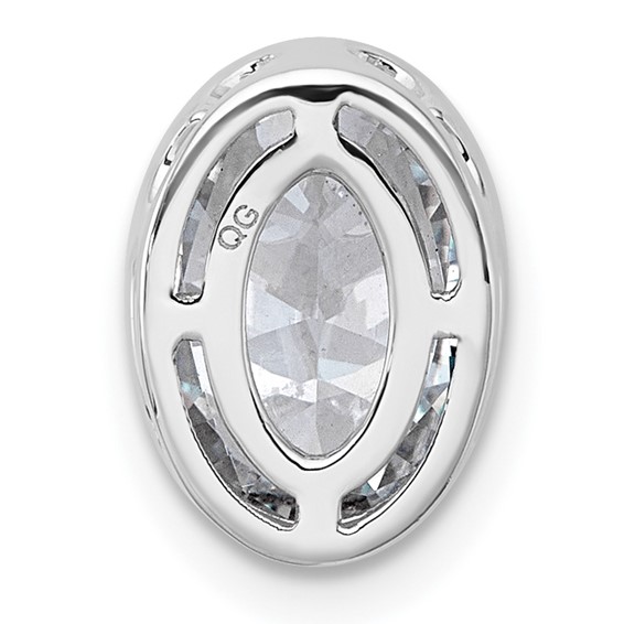 14kw 2ct Cert Lab Grown Dia VS+ F+ Oval Comp Bezel Set Chain Slide Pendant - Image 3