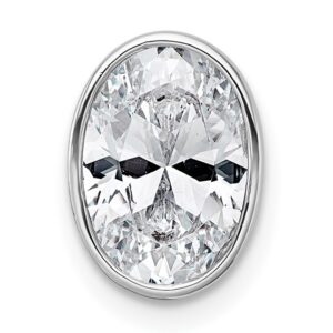 14kw 2ct Lab Grown Dia VS+ F+ Oval Comp Bezel Set Chain Slide Pendant