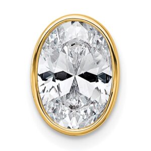14k 2ct Lab Grown Diamond VS+ F+ Oval Comp Bezel Set Chain Slide Pendant