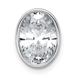 14kw 2 1/2ct Lab Grown Dia VS+ F+ Oval Comp Bezel Set Chain Slide Pendant