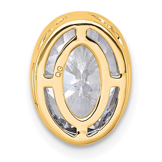 14k 2 1/2ct Lab Grown Dia VS+ F+ Oval Comp Bezel Set Chain Slide Pendant - Image 3