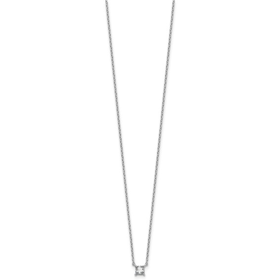 14kw 1/4ct Lab Grown Dia VS+ F+ Princess Comp 18in Pendant Necklace - Image 2