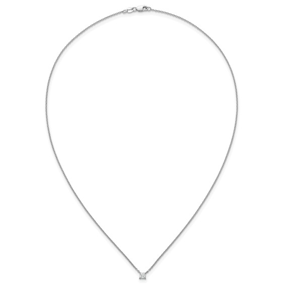 14kw 1/4ct Lab Grown Dia VS+ F+ Princess Comp 18in Pendant Necklace - Image 4