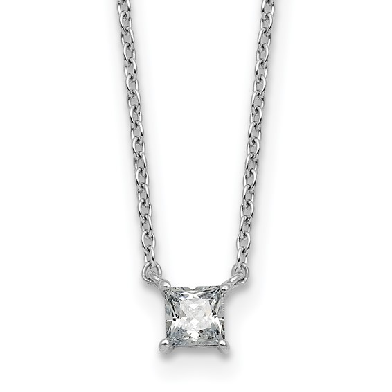 14kw 1/4ct Lab Grown Dia VS+ F+ Princess Comp 18in Pendant Necklace