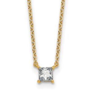 14k 1/4ct Lab Grown Dia VS+ F+ Princess Comp 18in Pendant Necklace