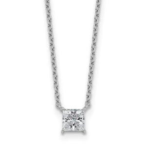 14kw 1/2ct Lab Grown Dia VS+ F+ Princess Comp 18in Pendant Necklace