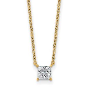 14k 1/2ct Lab Grown Dia VS/SI+ G+ Princess Comp 18in Pendant Necklace