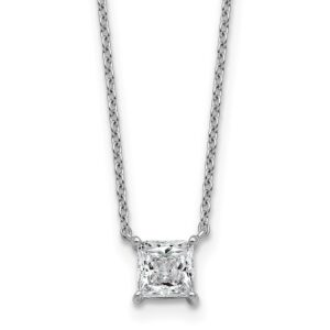 14kw 3/4ct Lab Grown Dia VS+ F+ Princess Comp 4 Prong 18in Necklace