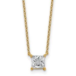 14k 3/4ct Lab Grown Dia VS+ F+ Princess Comp 4 Prong 18in Necklace