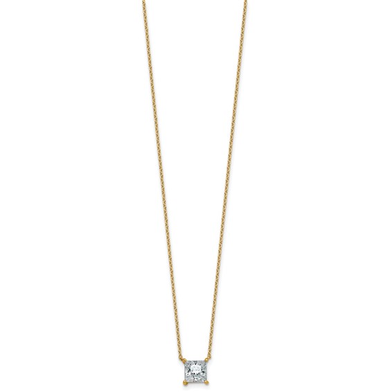 14k 1 1/2ct Lab Grown Dia VS+ F+ Princess Comp 18in Pendant Necklace - Image 2