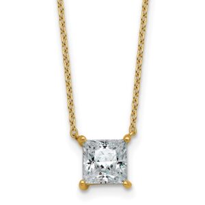 14k 1 1/2ct Lab Grown Dia VS+ F+ Princess Comp 18in Pendant Necklace