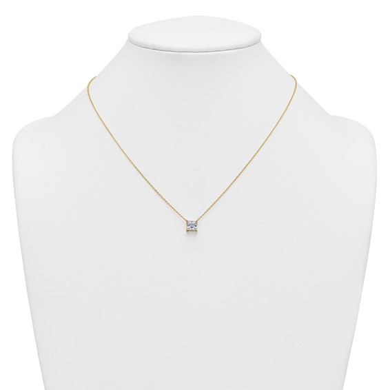 14k 1 1/2ct Lab Grown Dia VS+ F+ Princess Comp 18in Pendant Necklace - Image 3