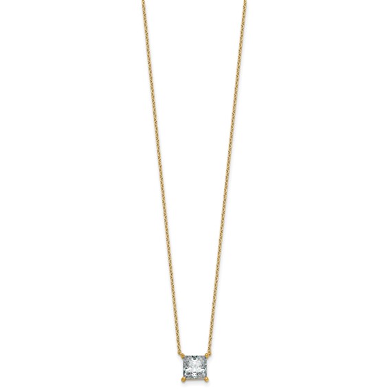 14k 2ct Lab Grown Dia VS+ F+ Princess Comp 18in Pendant Necklace - Image 2