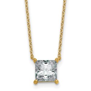 14k 2ct Lab Grown Dia VS+ F+ Princess Comp 18in Pendant Necklace