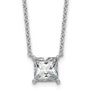 14kw 2 1/2ct Lab Grown Dia VS+ F+ Princess Comp 18in Pendant Necklace