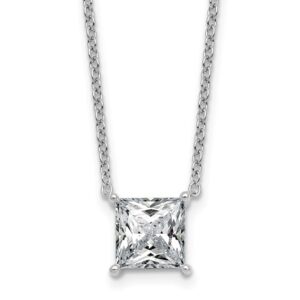 14kw 3ct Lab Grown Dia VS+ F+ Princess Comp 18in Pendant Necklace
