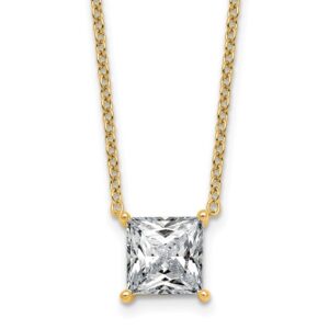 14k 3ct Lab Grown Dia VS+ F+ Princess Comp 18in Pendant Necklace