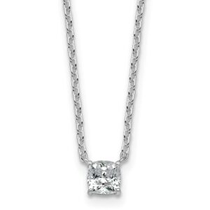 14kw 1/2ct Lab Grown Dia VS+ F+ Cushion Comp 18in Pendant Necklace