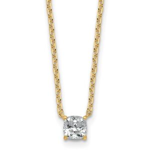 14k 1/2ct Lab Grown Dia VS+ F+ Cushion Comp 18in Pendant Necklace