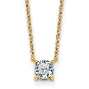 14k 3/4ct Lab Grown Dia VS+ F+ Cushion Comp 18in Pendant Necklace