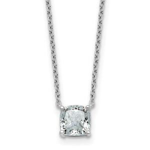 14kw 1ct Lab Grown Dia VS+ F+ Cushion Comp 18in Pendant Necklace