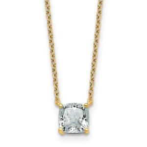 14k 1ct Lab Grown Dia VS+ F+ Cushion Comp 18in Pendant Necklace
