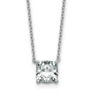 14kw 1 1/2ct Lab Grown Dia VS+ F+ Cushion Comp 18in Pendant Necklace