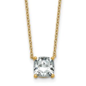 14k 1 1/2ct Lab Grown Dia VS+ F+ Cushion Comp 18in Pendant Necklace
