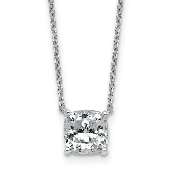 14kw 2ct Lab Grown Dia VS+ F+ Cushion Comp 18in Pendant Necklace
