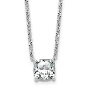 14kw 2 1/2ct Lab Grown Dia VS+ F+ Cushion Comp 18in Pendant Necklace