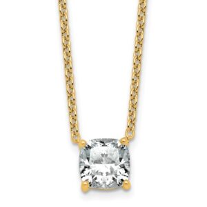 14k 2 1/2ct Lab Grown Dia VS+ F+ Cushion Comp 18in Pendant Necklace