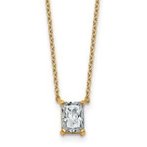 14k 3/4ct Lab Grown Diamond VS+ F+ Radiant Comp 18in Pendant Necklace