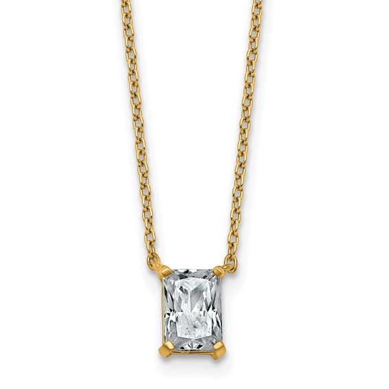 14k 3/4ct Lab Grown Diamond VS+ F+ Radiant Comp 18in Pendant Necklace