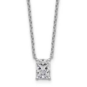 14kw 1ct Lab Grown Diamond VS+ F+ Radiant Comp 18in Pendant Necklace