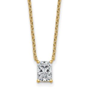 14k 1ct Lab Grown Diamond VS+ F+ Radiant Comp 18in Pendant Necklace