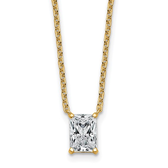 14k 1ct Lab Grown Diamond VS+ F+ Radiant Comp 18in Pendant Necklace