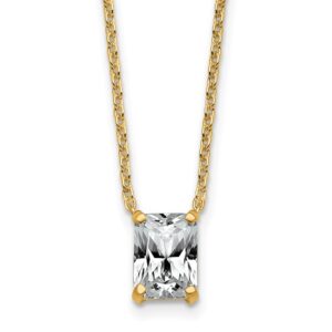 14k 1 1/2ct Lab Grown Diamond VS+ F+ Radiant Comp 18in Pendant Necklace