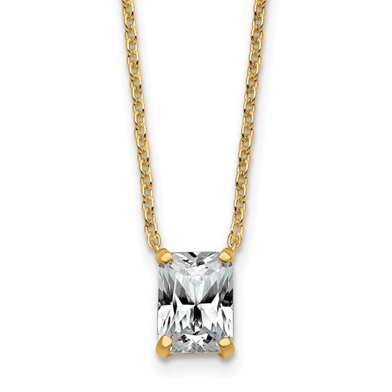 14k 1 1/2ct Lab Grown Diamond VS+ F+ Radiant Comp 18in Pendant Necklace
