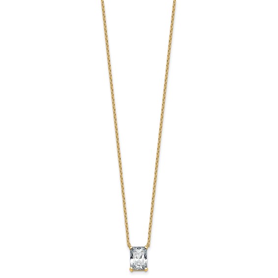 14k 2ct Lab Grown Diamond VS+ F+ Radiant Comp 18in Pendant Necklace - Image 2
