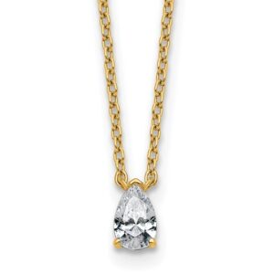 14k 1/4ct Lab Grown Diamond VS+ F+ Pear Comp 18in Pendant Necklace