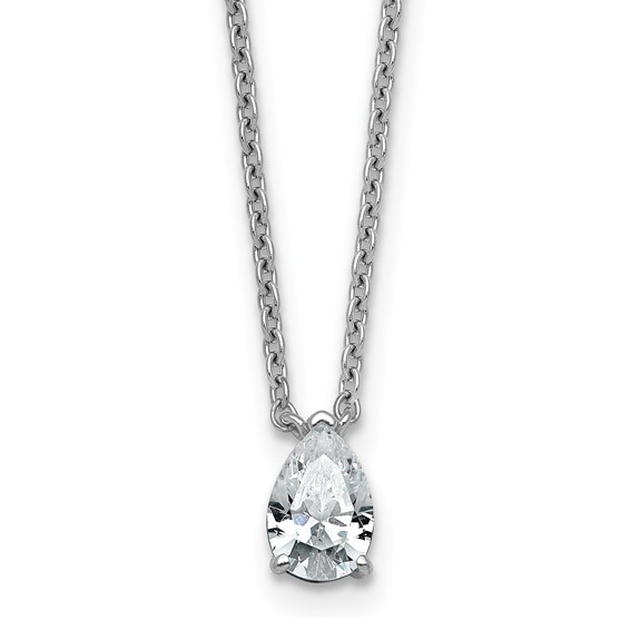 14kw 1/2ct Lab Grown Diamond VS+ F+ Pear Comp 18in Pendant Necklace